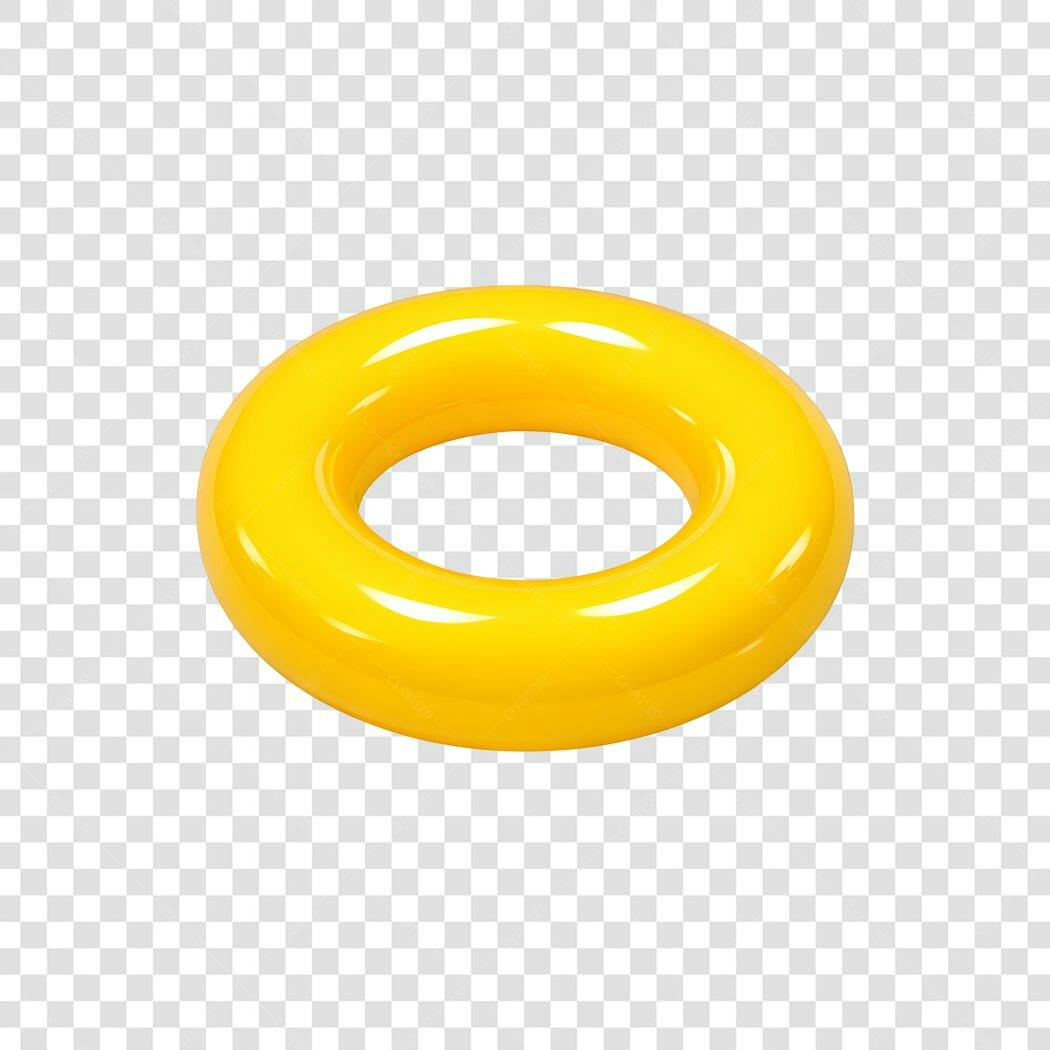 Elemento 3D Boia Inflável Amarela Verão PNG Fundo Transparente