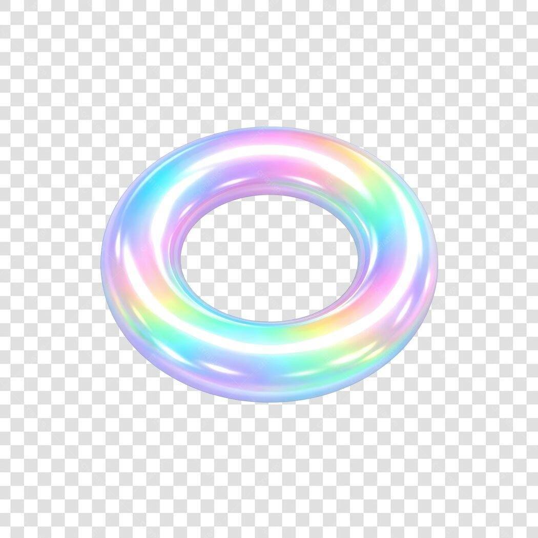 Elemento 3D Boia Inflável Holográfica PNG Fundo Transparente