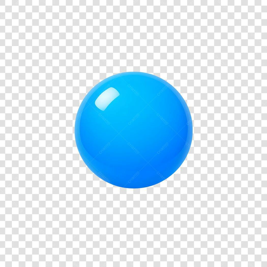 Elemento 3D Bola Azul Brilhante PNG Fundo Transparente