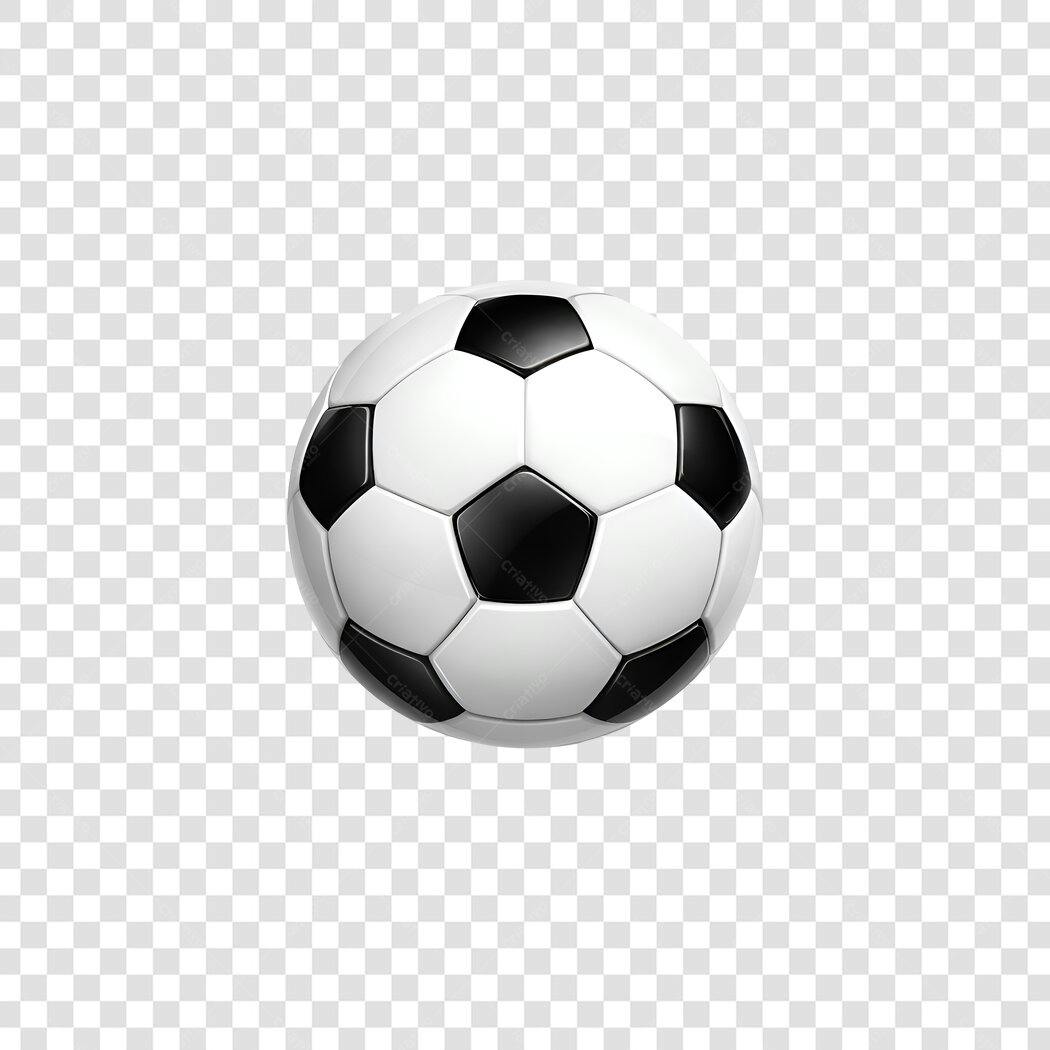Elemento 3D Bola de Futebol Clássica PNG Fundo Transparente