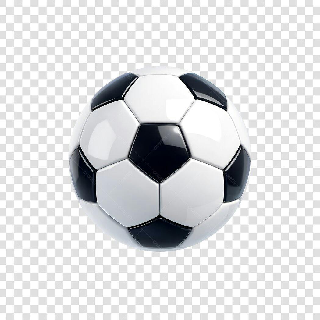 Elemento 3D Bola de Futebol Clássica PNG Fundo Transparente