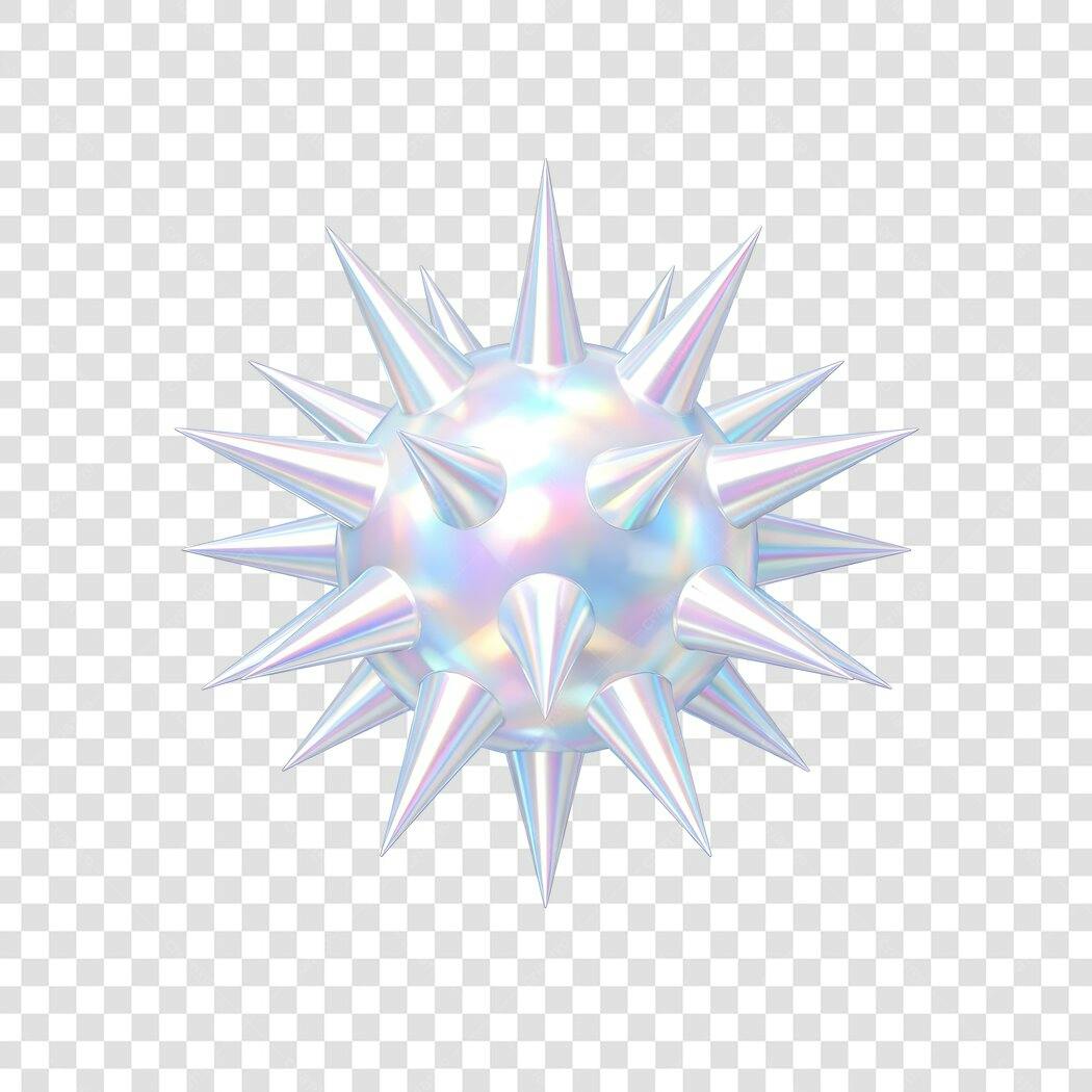 Elemento 3D Bola Espinhos Holográfica PNG Fundo Transparente