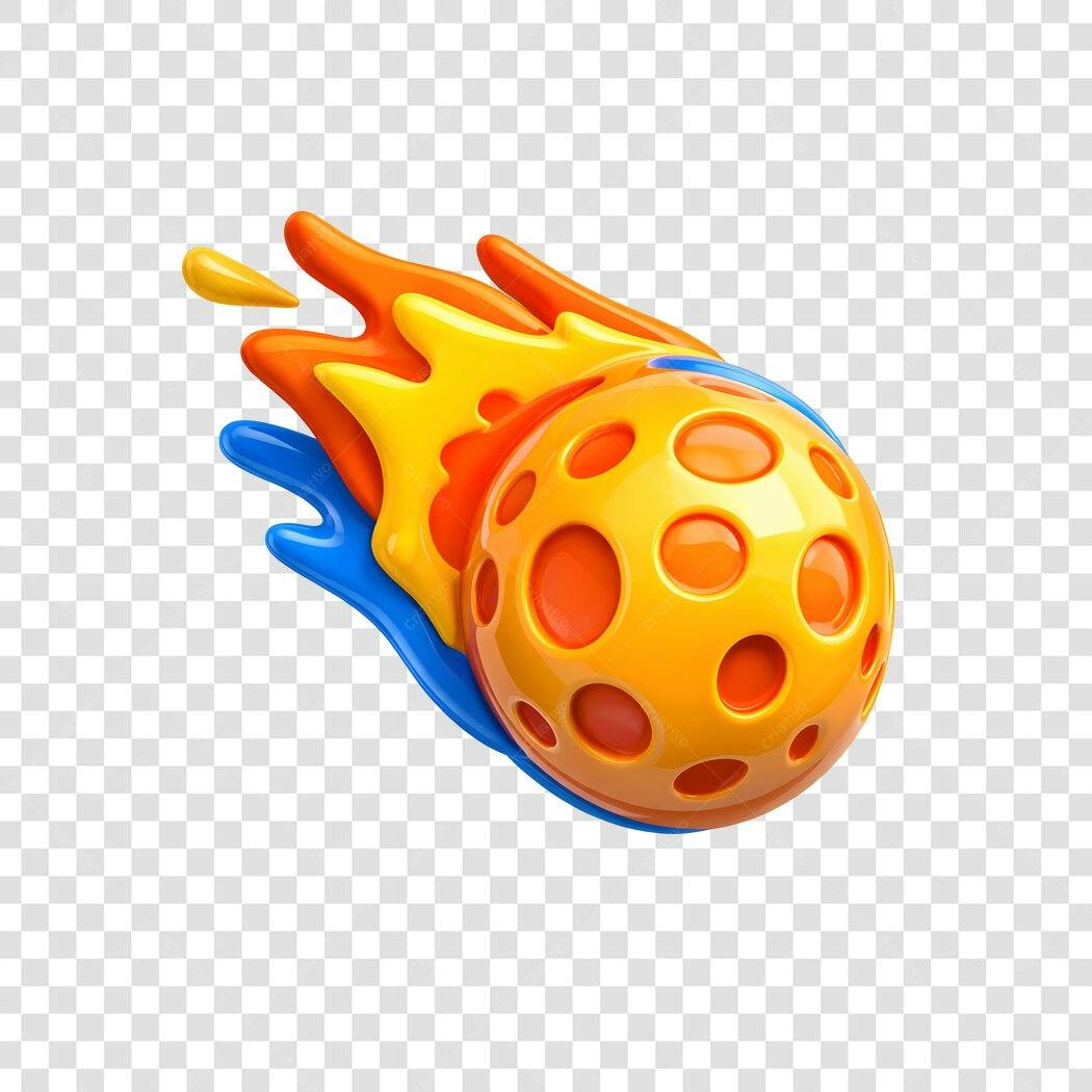 Elemento 3D Bola Fogo Laranja Azul PNG Fundo Transparente