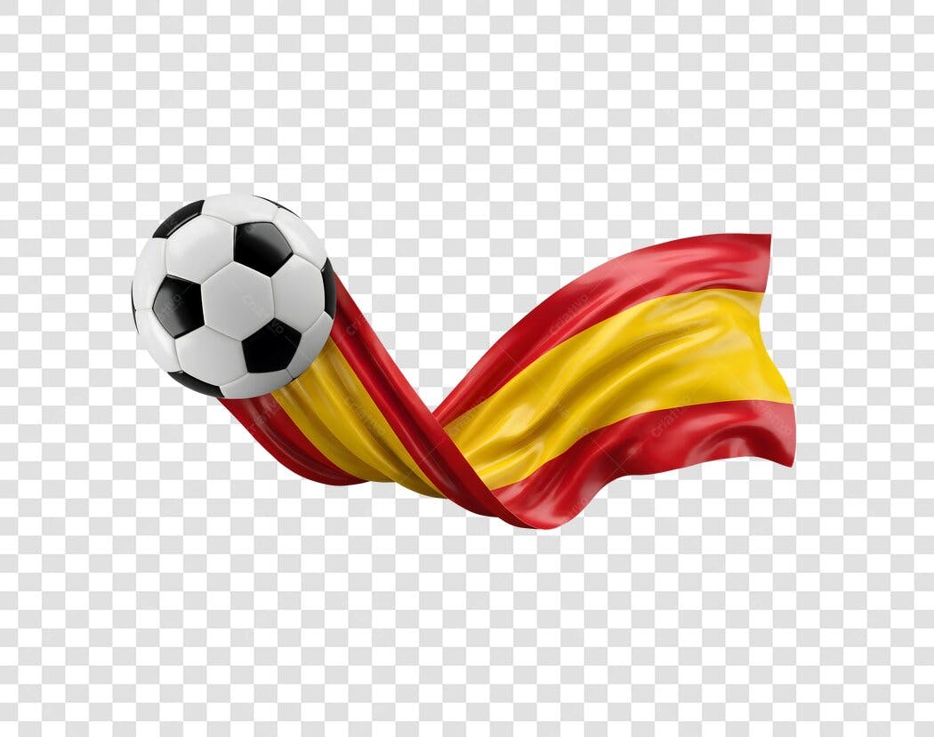 Elemento 3D Bola Futebol Bandeira Espanha PNG Fundo Transparente