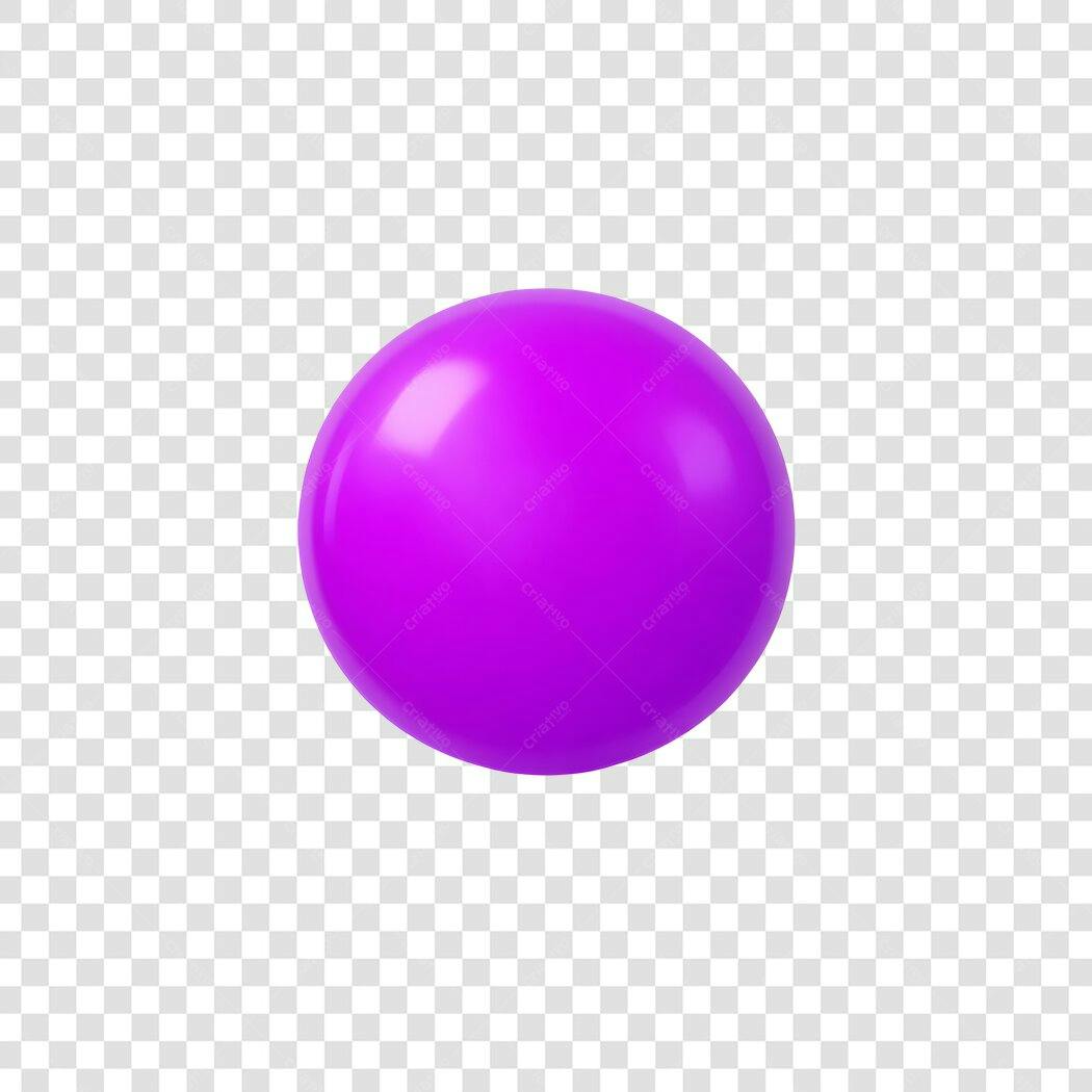Elemento 3D Bola Roxa Brilhante Decoração PNG Fundo Transparente