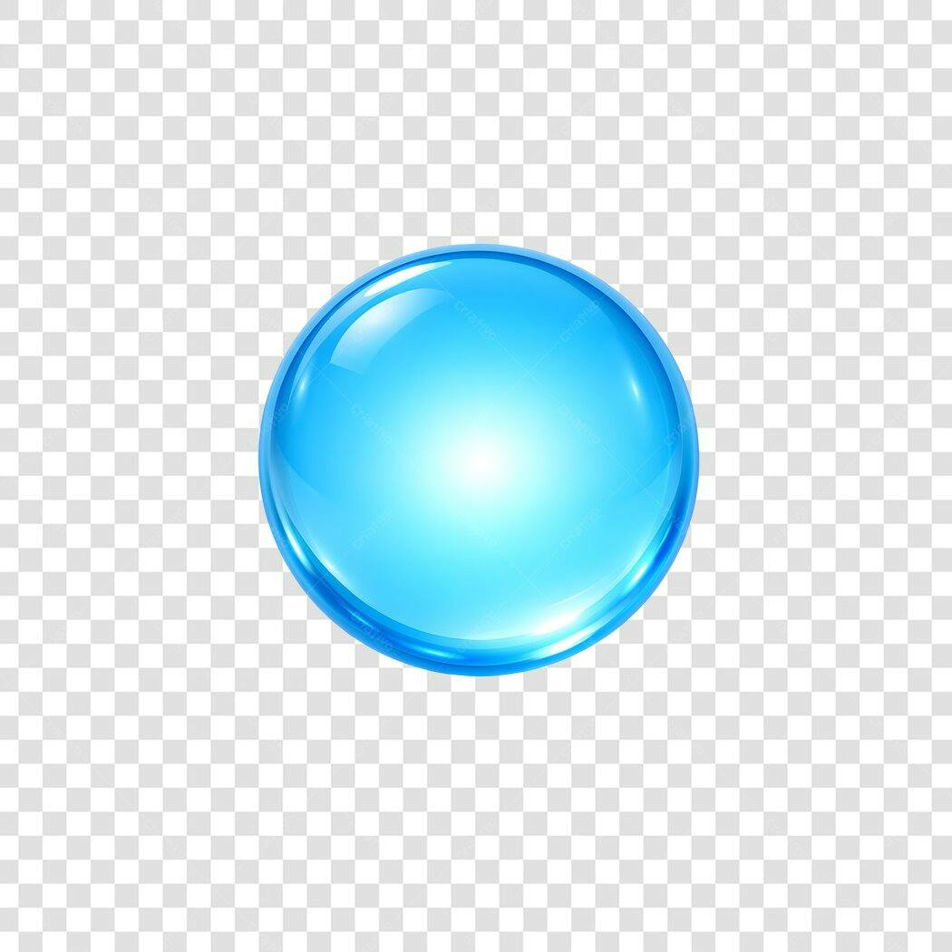 Elemento 3D Bolha Água Azul Brilhante PNG Fundo Transparente