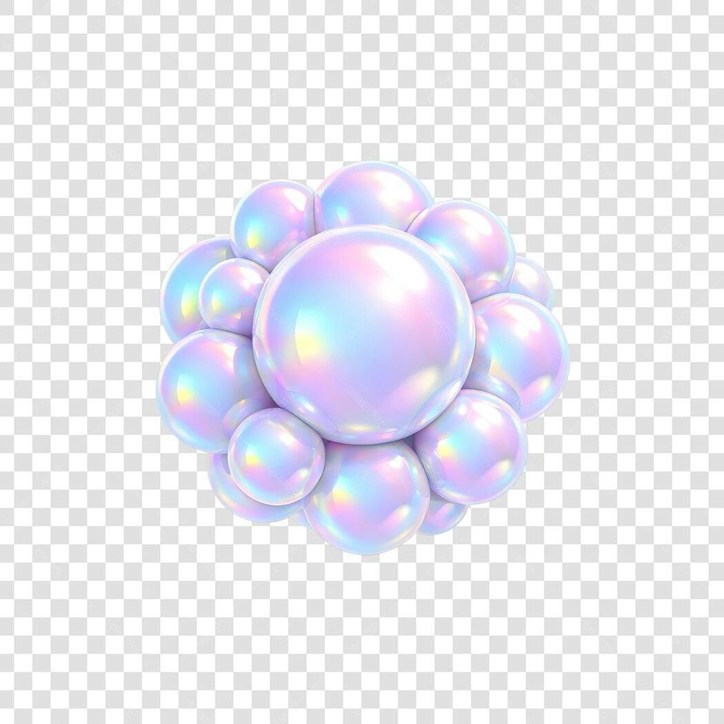 Elemento 3D Bolhas Holográficas Iridescentes PNG Fundo Transparente