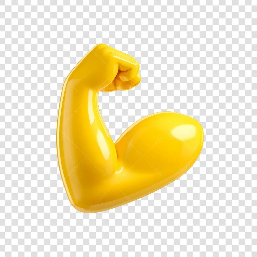 Elemento 3D Braço Musculoso Amarelo Força PNG Fundo Transparente