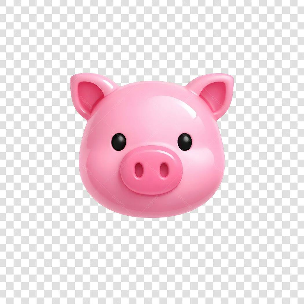 Elemento 3D Cabeça Porco Rosa Emoji PNG Fundo Transparente