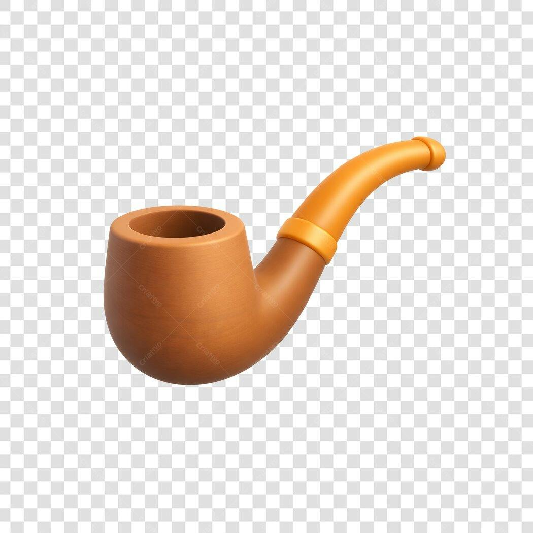 Elemento 3D Cachimbo Marrom Laranja PNG Fundo Transparente