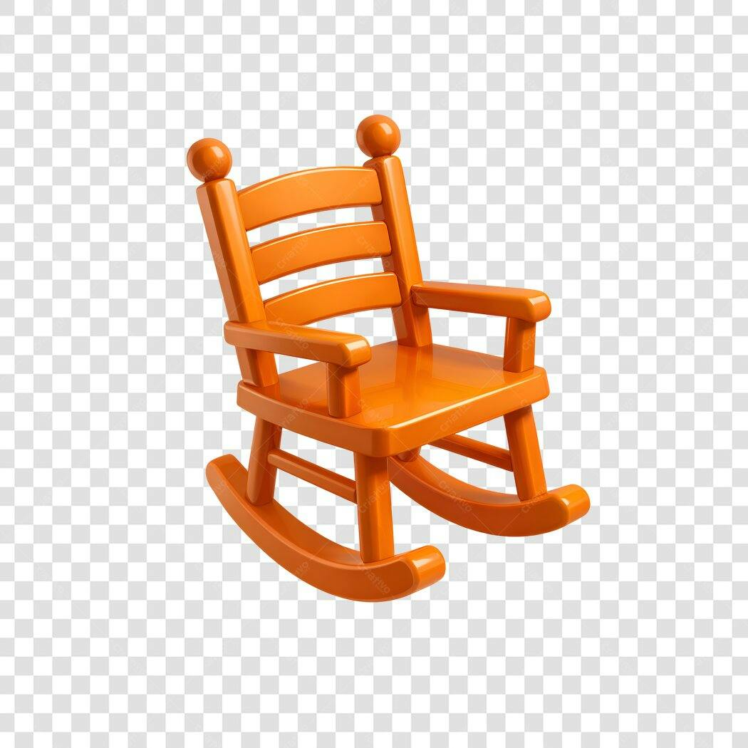 Elemento 3D Cadeira de Balanço Laranja PNG Fundo Transparente