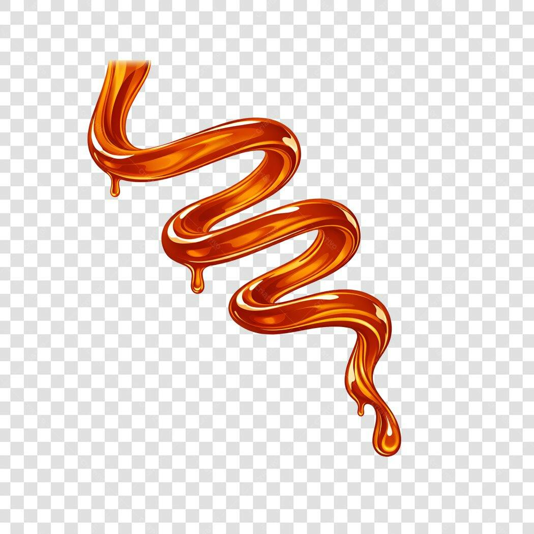 Elemento 3D Calda Caramelo Líquido Doce PNG Fundo Transparente