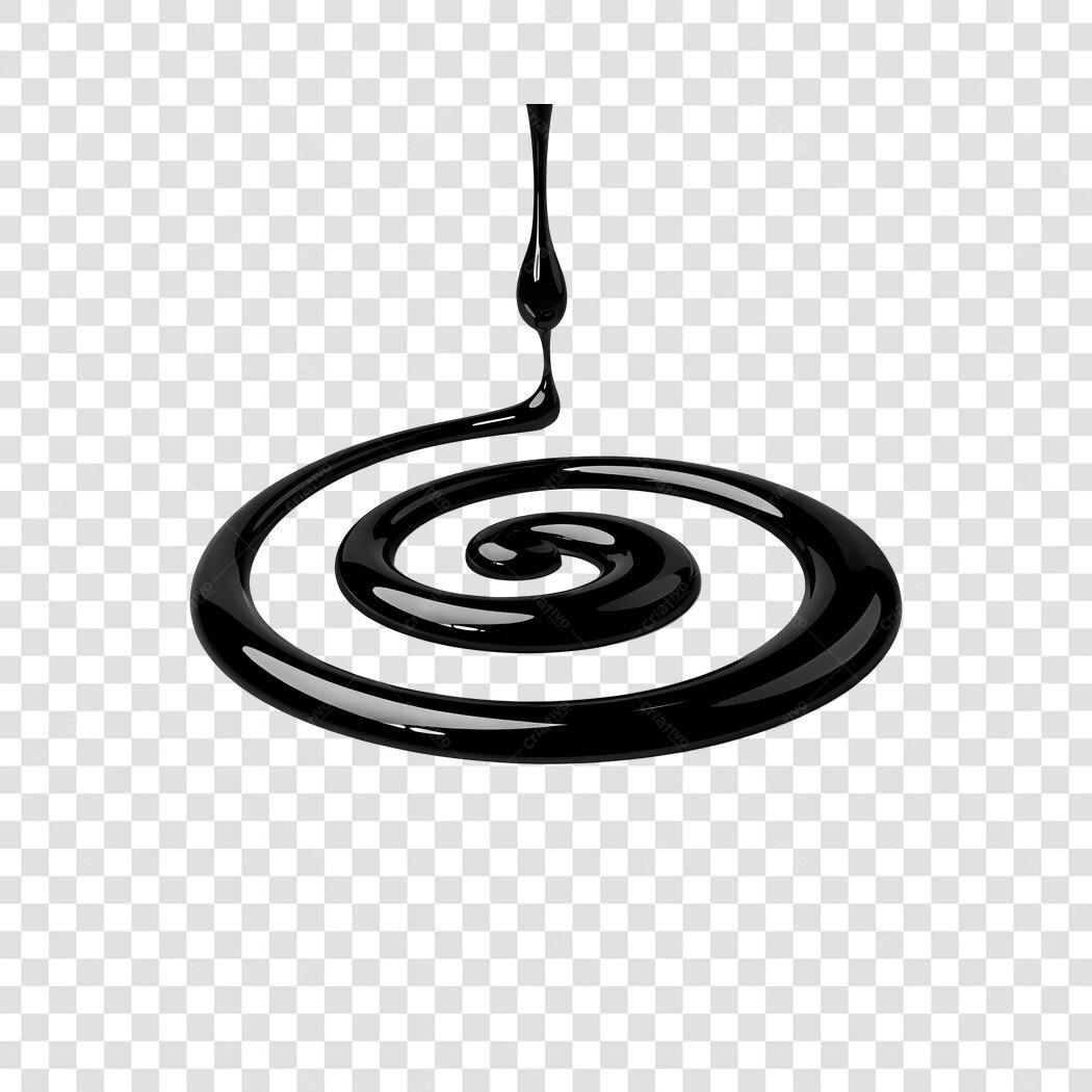 Elemento 3D Calda Chocolate Espiral Preta PNG Fundo Transparente