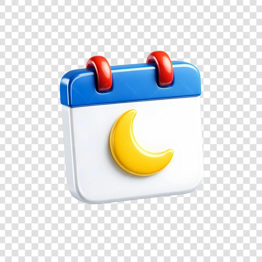 Elemento 3D Calendário Lua Noite PNG Fundo Transparente