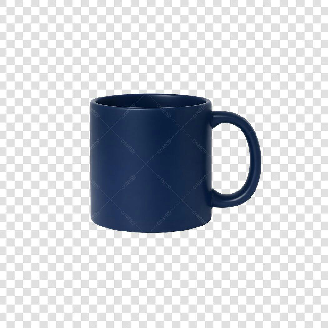 Elemento 3D Caneca Azul Marinho PNG Fundo Transparente