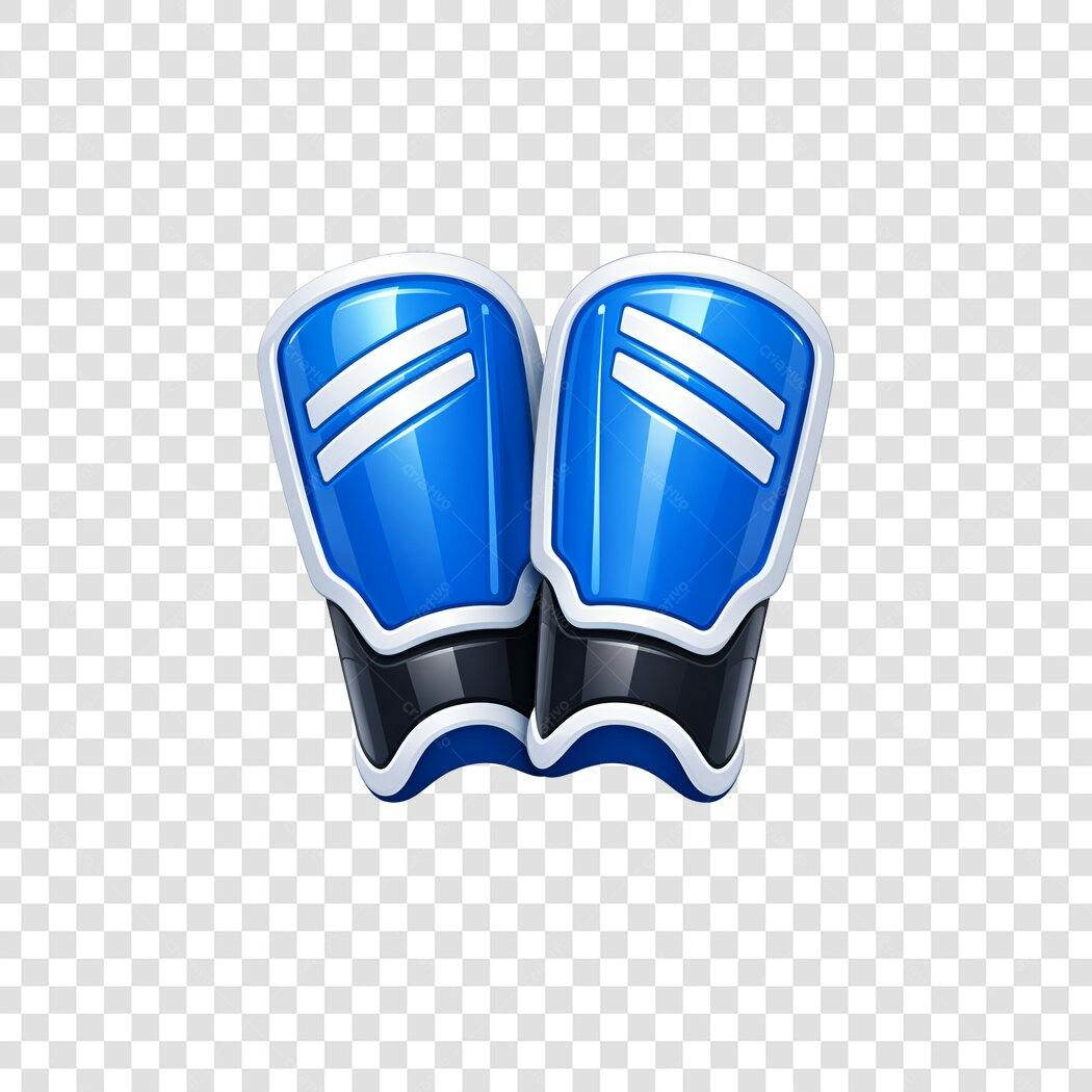 Elemento 3D Caneleira Futebol Azul Esporte PNG Fundo Transparente