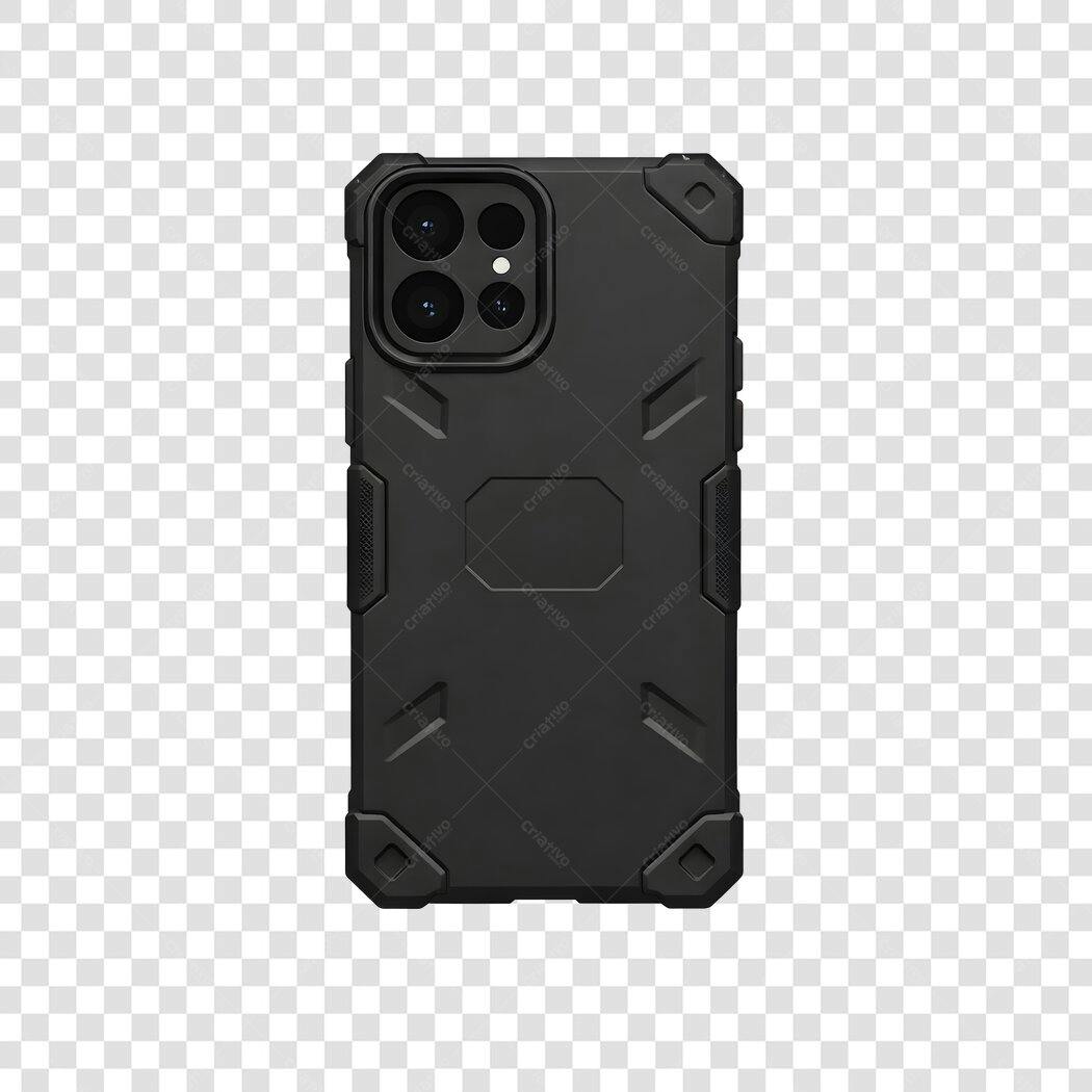 Elemento 3D Capa Celular Resistente Preta PNG Fundo Transparente