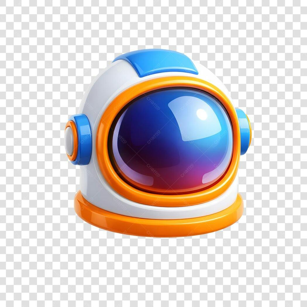 Elemento 3D Capacete Astronauta Espacial PNG Fundo Transparente