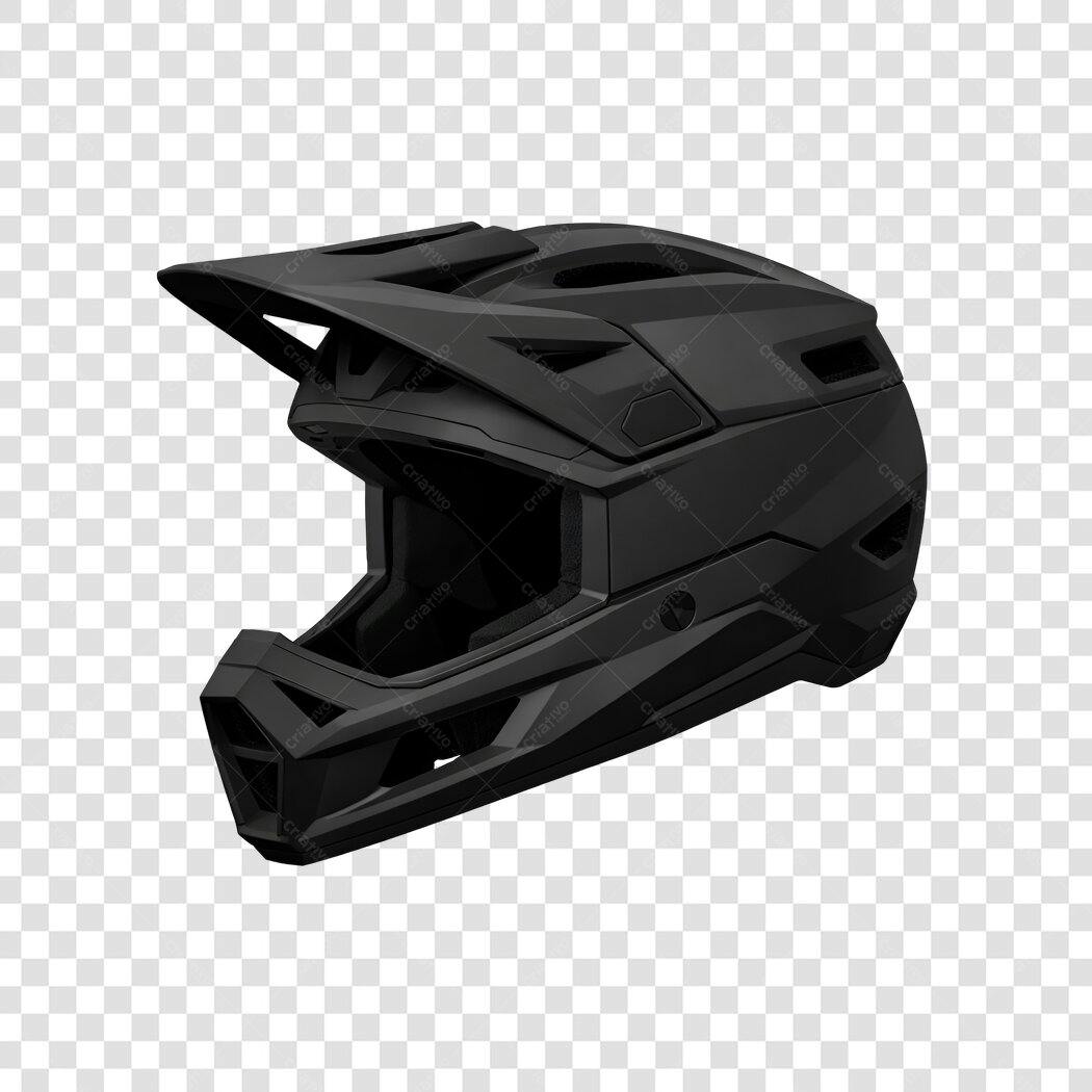 Elemento 3D Capacete Motocross Preto PNG Fundo Transparente