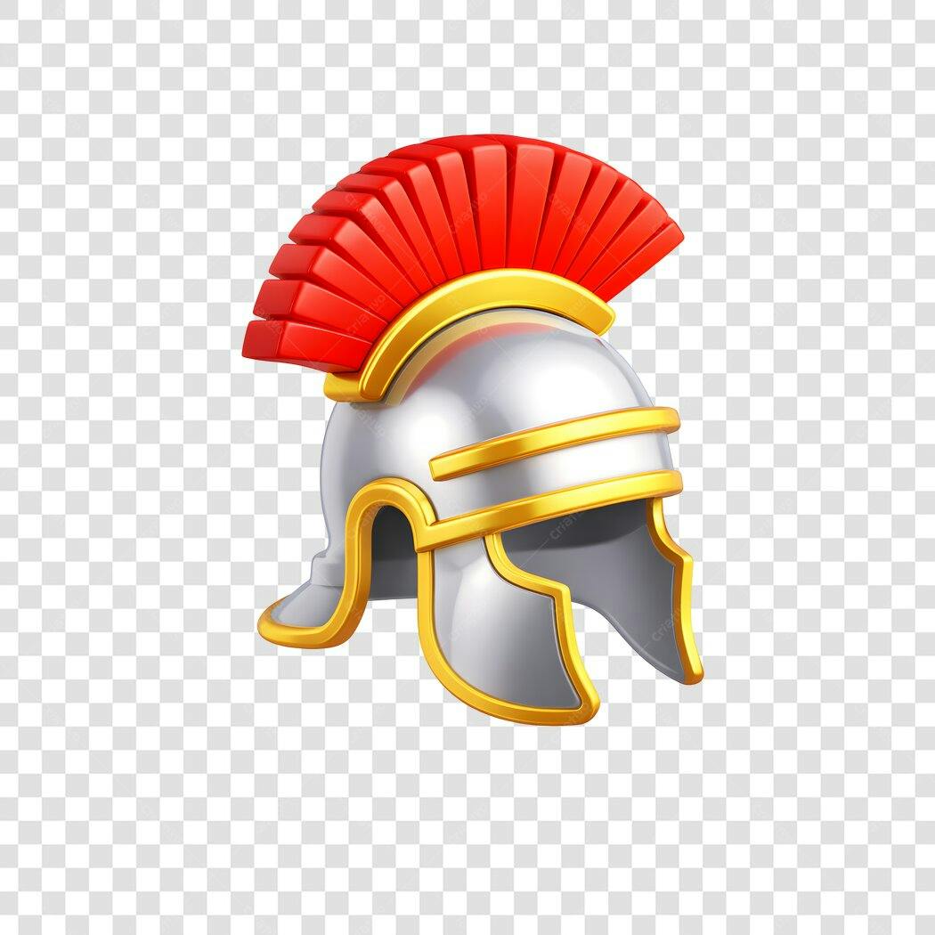 Elemento 3D Capacete Romano Gladiador PNG Fundo Transparente
