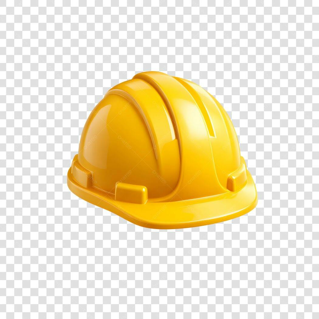 Elemento 3D Capacete Segurança Amarelo PNG Fundo Transparente