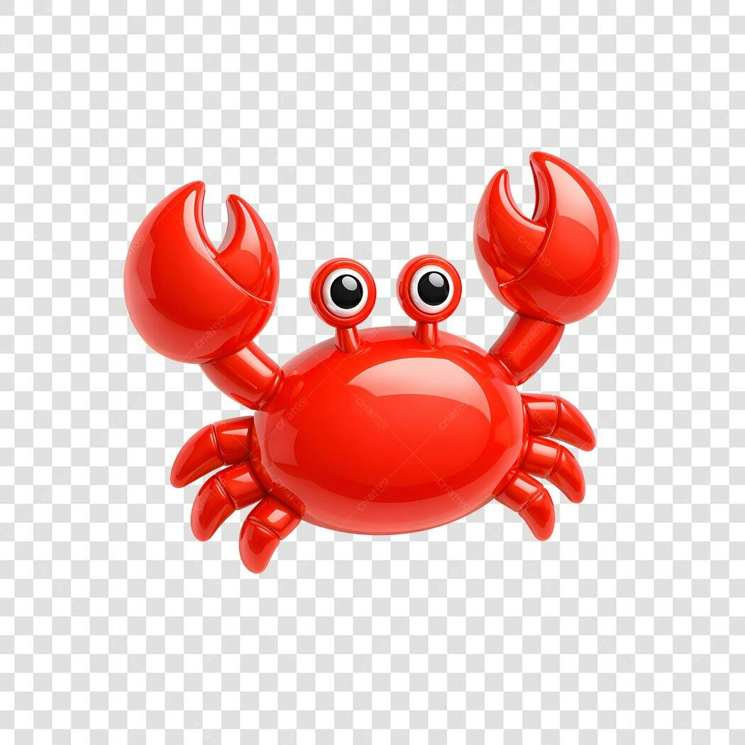 Elemento 3D Caranguejo Vermelho Fofo PNG Fundo Transparente