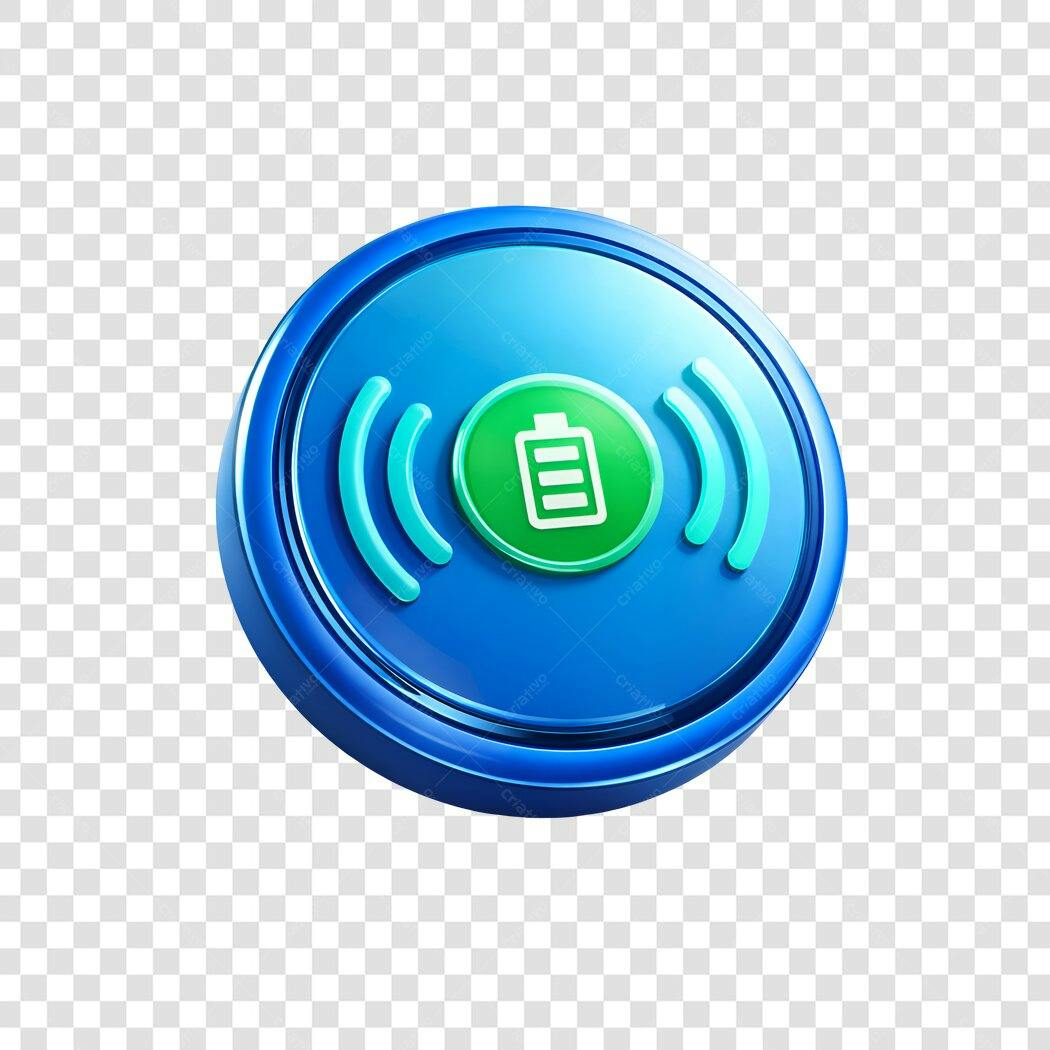Elemento 3D Carregamento Sem Fio Bateria PNG Fundo Transparente