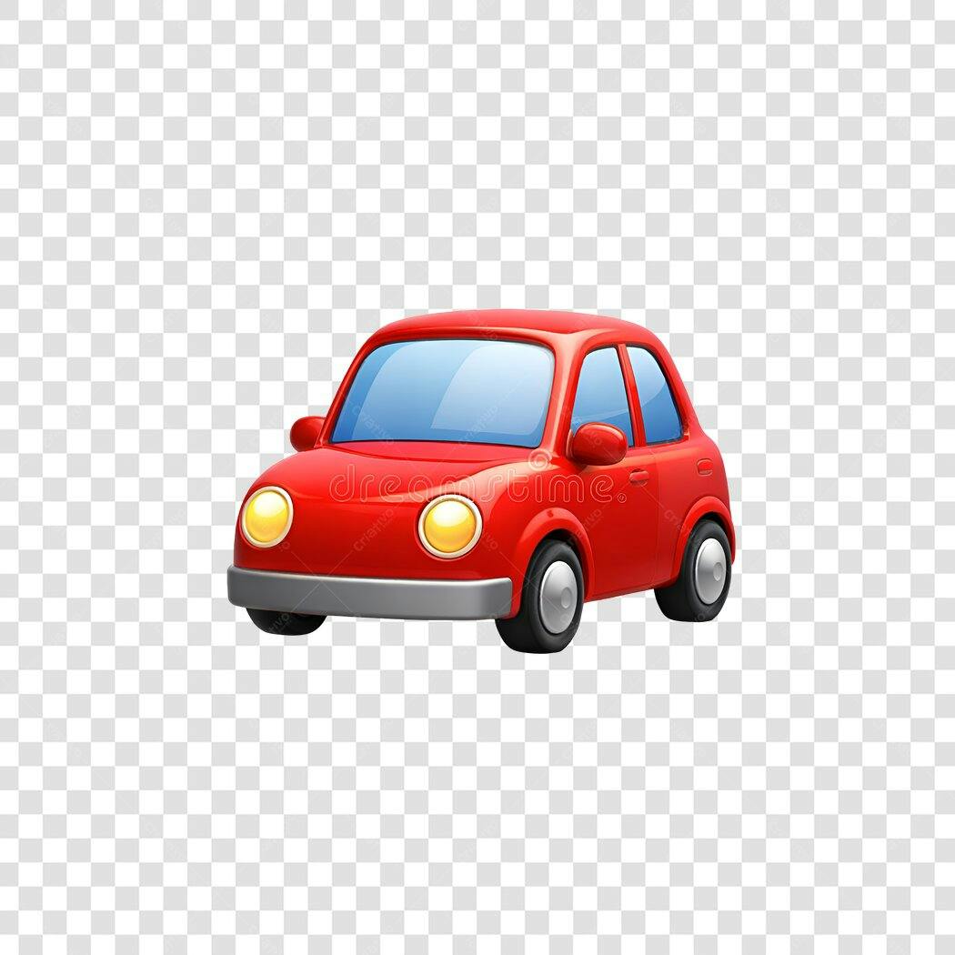 Elemento 3D Carro Vermelho Desenho Animado PNG Fundo Transparente