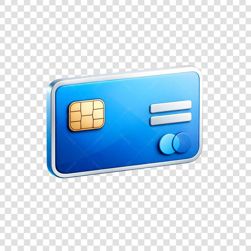 Elemento 3D Cartão de Crédito Azul Pagamento Online PNG Fundo Transparente