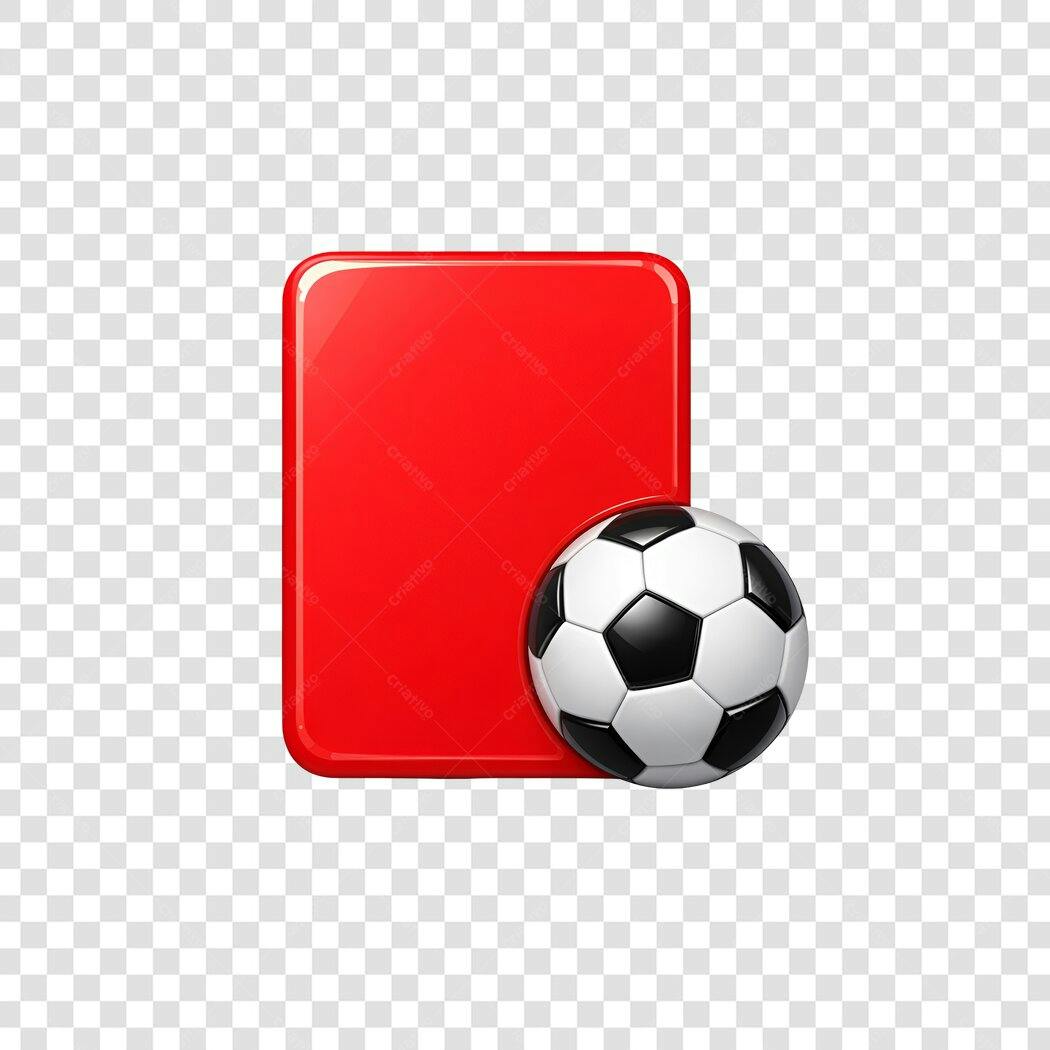 Elemento 3D Cartão Vermelho Futebol Bola PNG Fundo Transparente