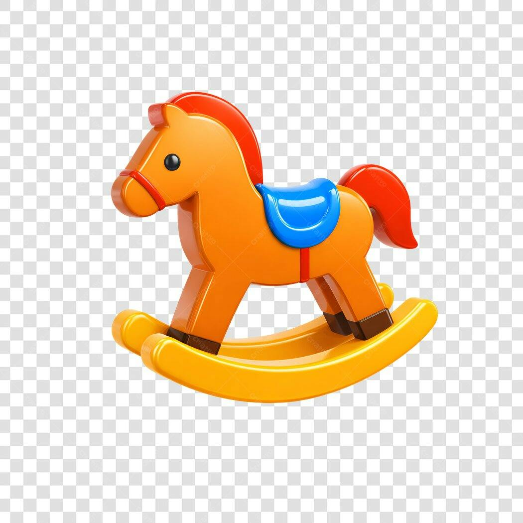 Elemento 3D Cavalo de Balanço Brinquedo Infantil PNG Fundo Transparente