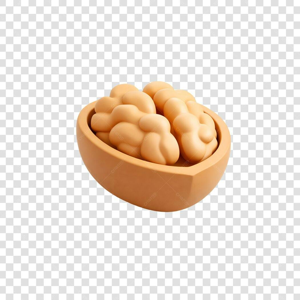 Elemento 3D Cérebro em Tigela Saúde PNG Fundo Transparente