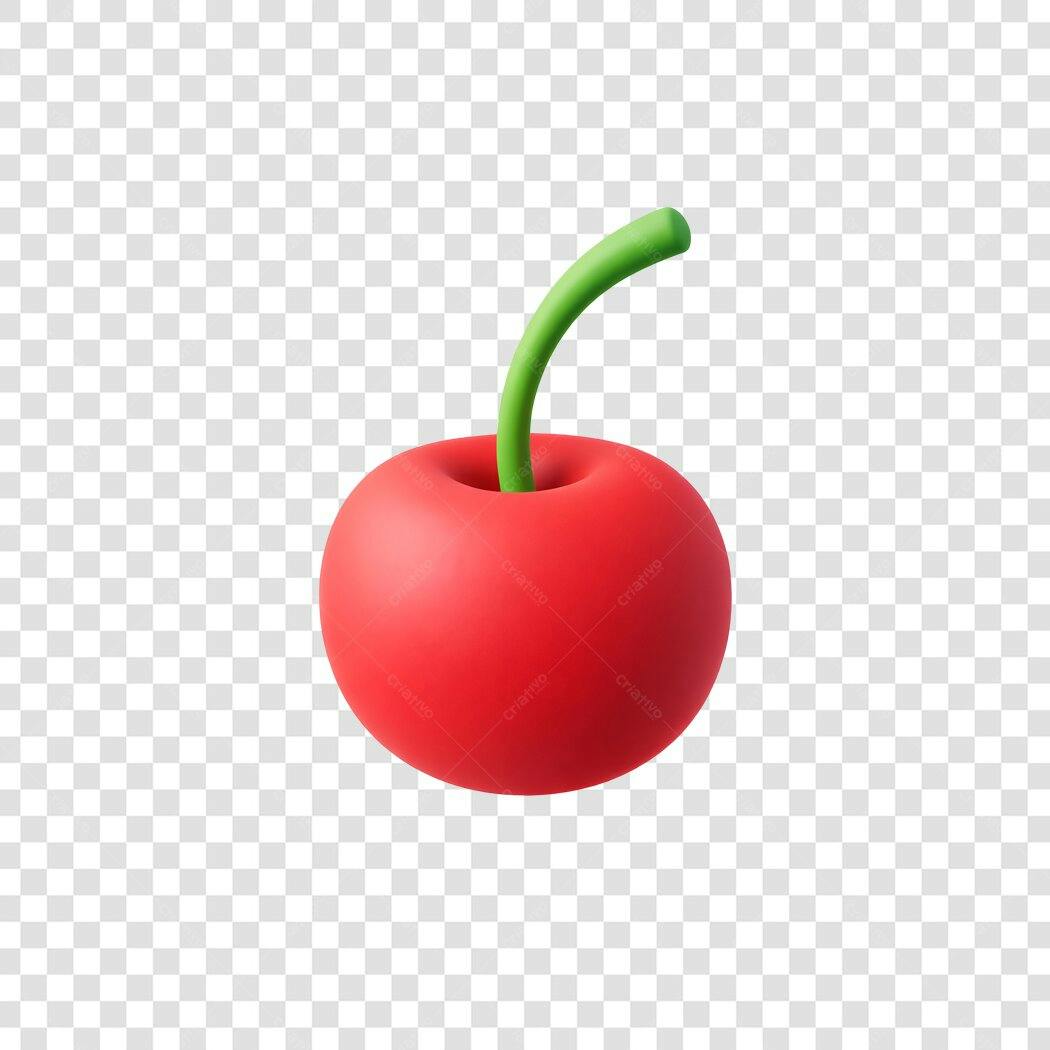 Elemento 3D Cereja Vermelha Fruta PNG Fundo Transparente