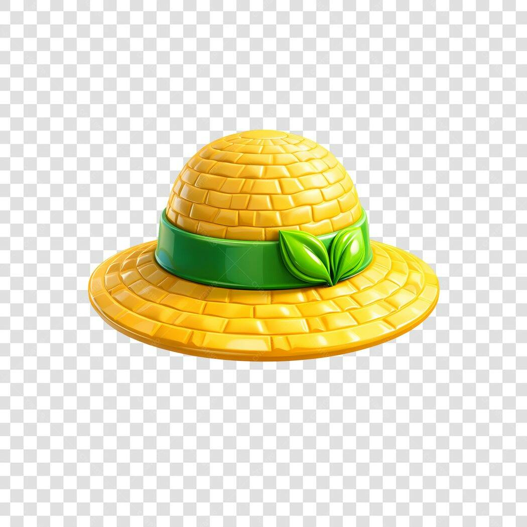 Elemento 3D Chapéu de Palha Festa Junina Junho PNG Fundo Transparente