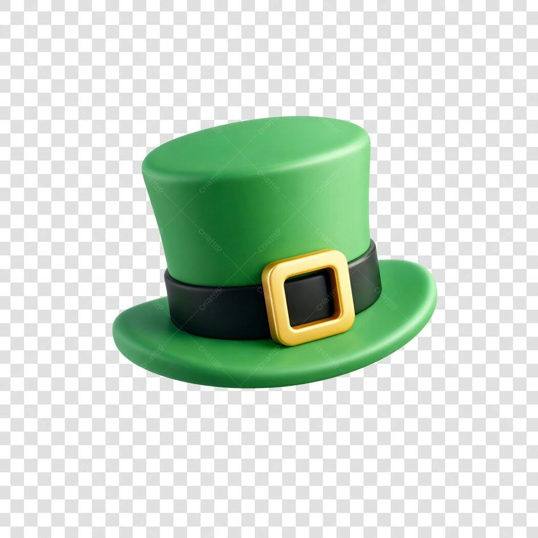 Elemento 3D Chapéu Leprechaun Verde St Patrick's Day PNG Fundo Transparente