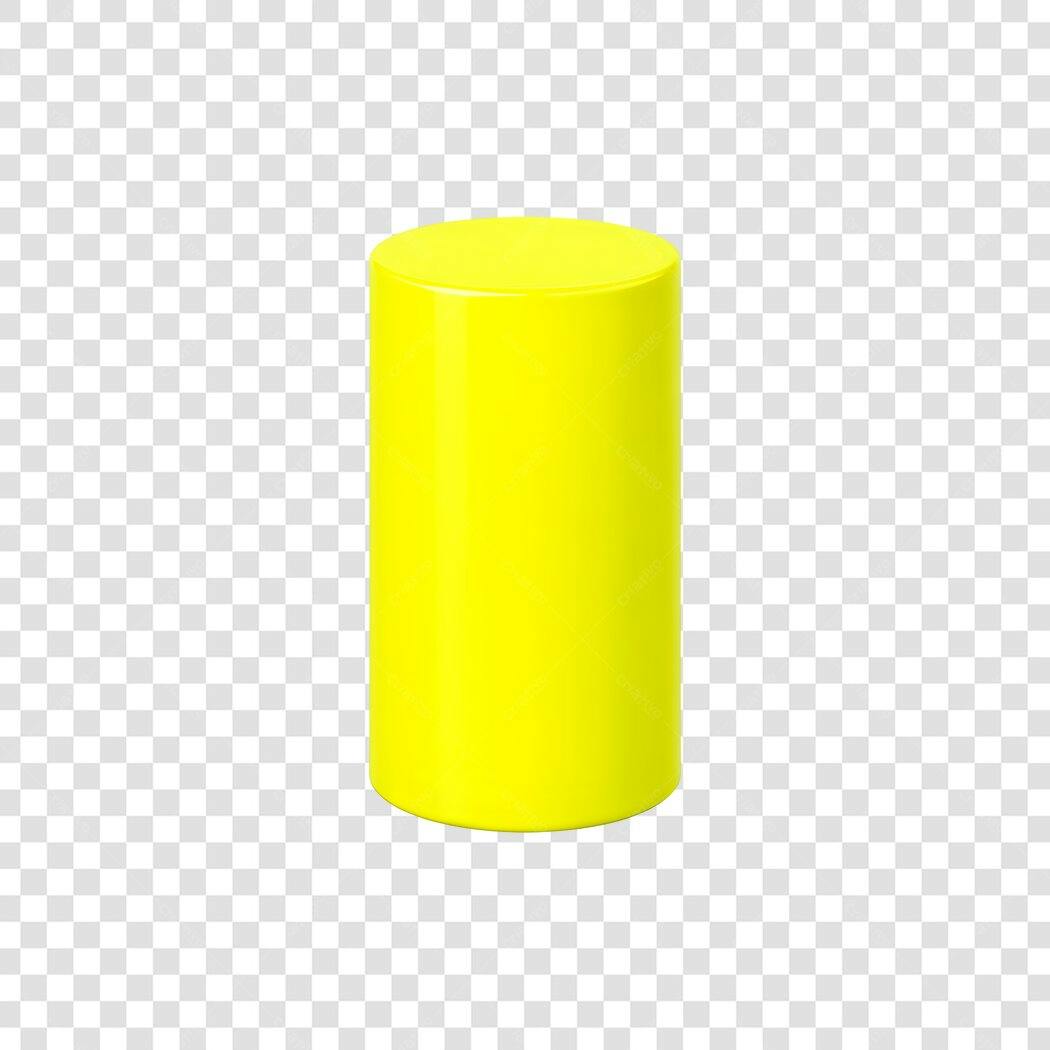 Elemento 3D Cilindro Amarelo Brilhante PNG Fundo Transparente