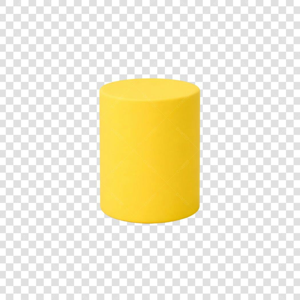 Elemento 3D Cilindro Amarelo Objeto Geométrico PNG Fundo Transparente