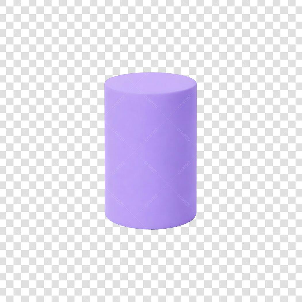 Elemento 3D Cilindro Roxo Geométrico PNG Fundo Transparente