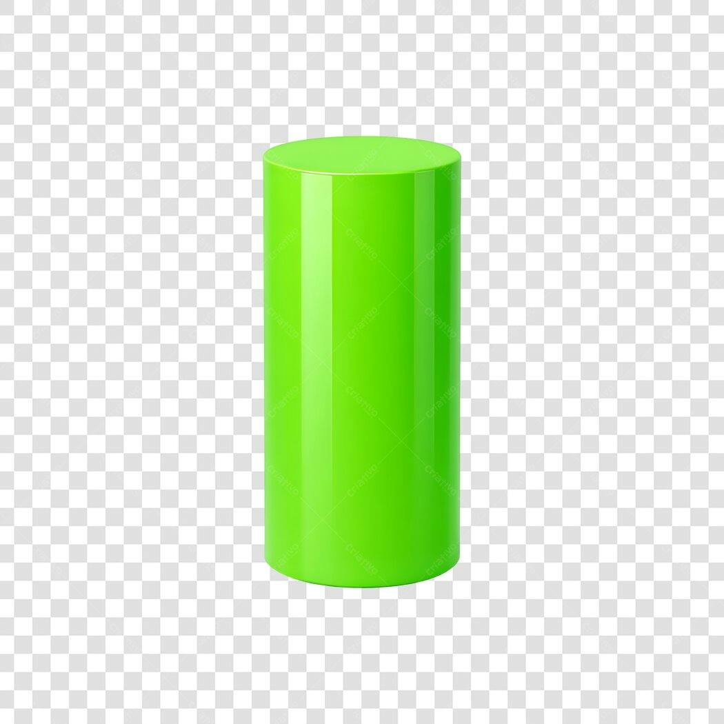Elemento 3D Cilindro Verde Brilhante PNG Fundo Transparente