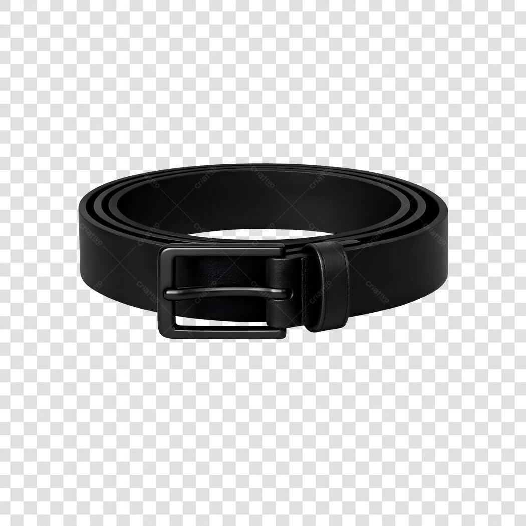 Elemento 3D Cinto Masculino Preto Acessório PNG Fundo Transparente