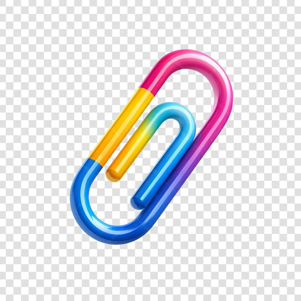 Elemento 3D Clipe de Papel Colorido Gradiente PNG Fundo Transparente