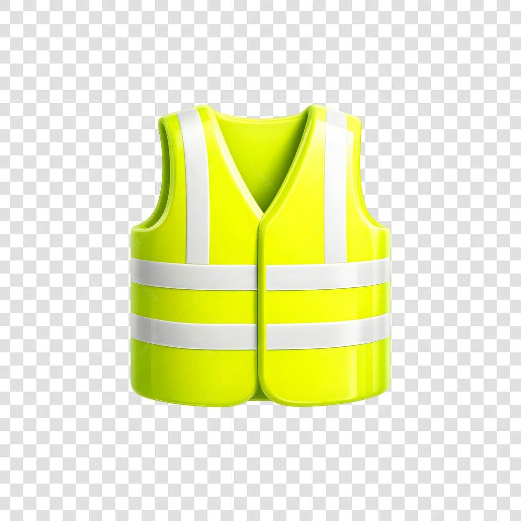Elemento 3D Colete Refletivo Amarelo Segurança PNG Fundo Transparente