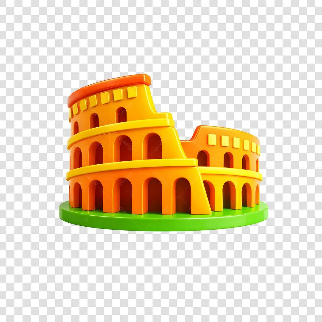 Elemento 3D Coliseu Roma Viagem PNG Fundo Transparente