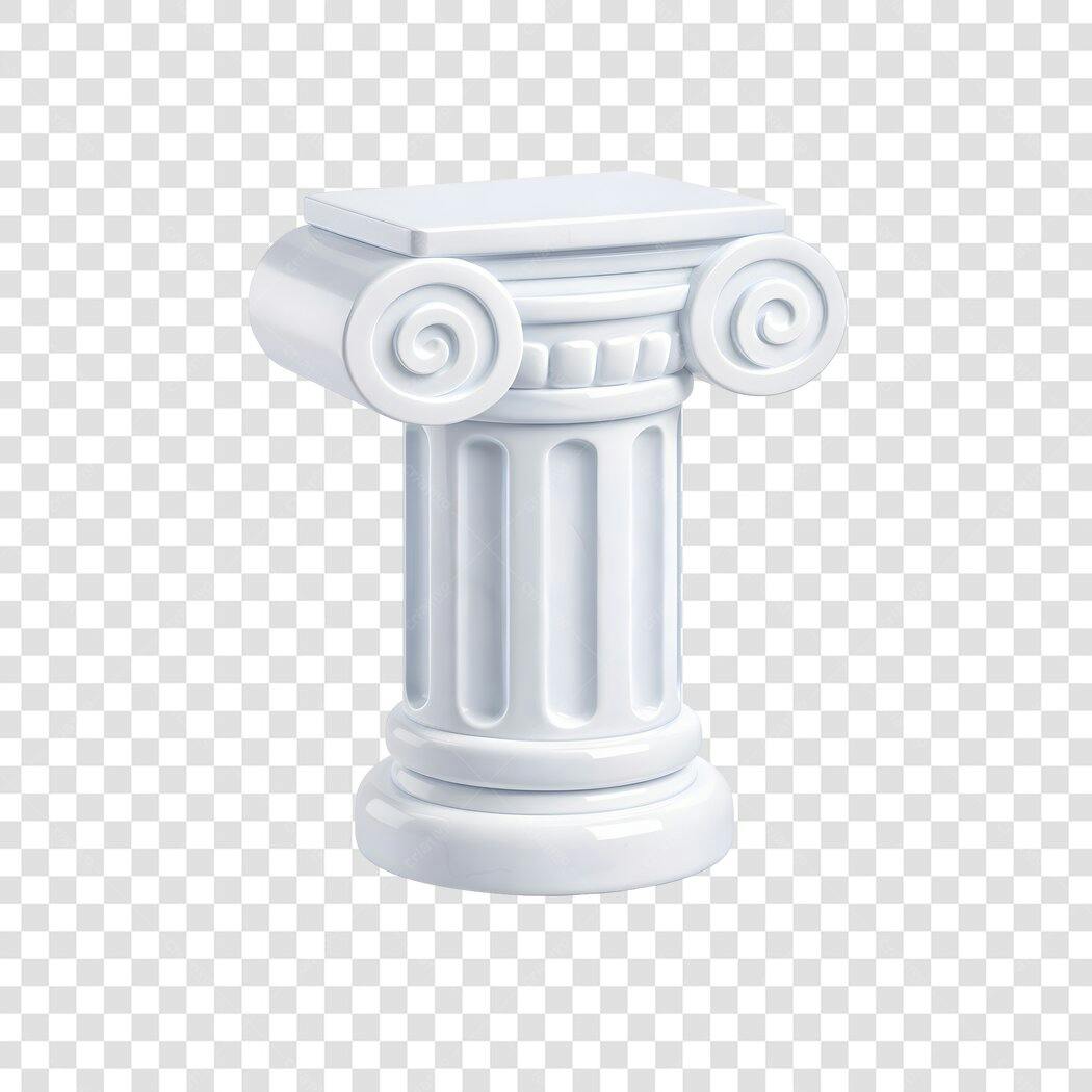 Elemento 3D Coluna Grega Branca Clássica PNG Fundo Transparente