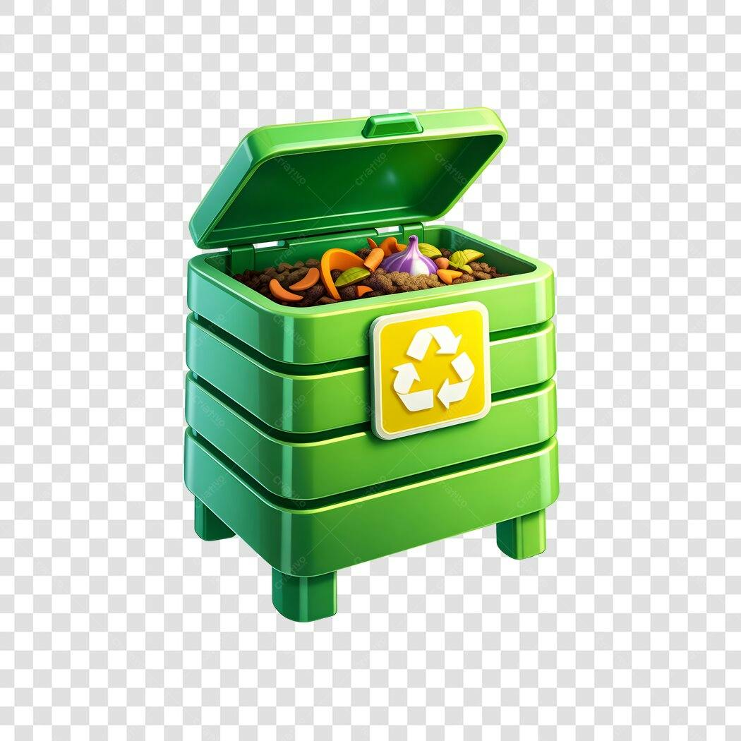 Elemento 3D Compostagem Lixo Orgânico Reciclagem PNG Fundo Transparente