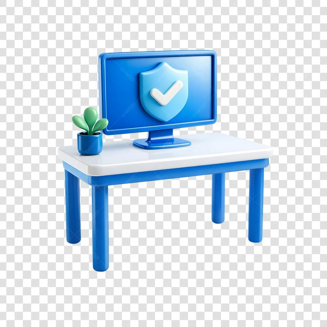 Elemento 3D Computador Segurança Digital PNG Fundo Transparente