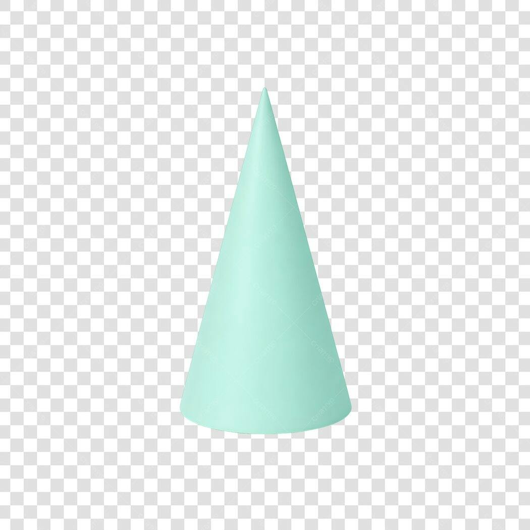 Elemento 3D Cone Azul Claro Geométrico PNG Fundo Transparente