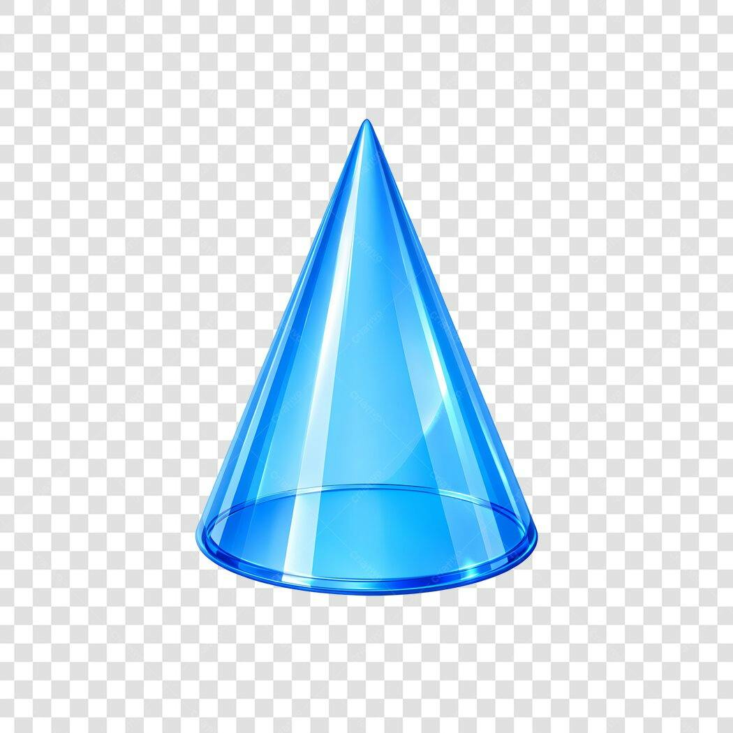 Elemento 3D Cone Azul Transparente Geométrico PNG Fundo Transparente