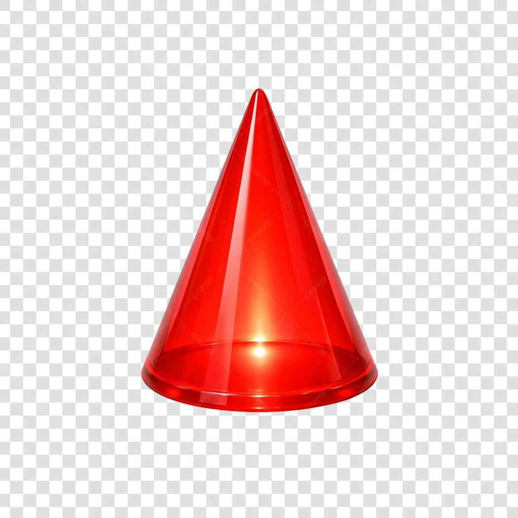 Elemento 3D Cone Transparente Vermelho PNG Fundo Transparente
