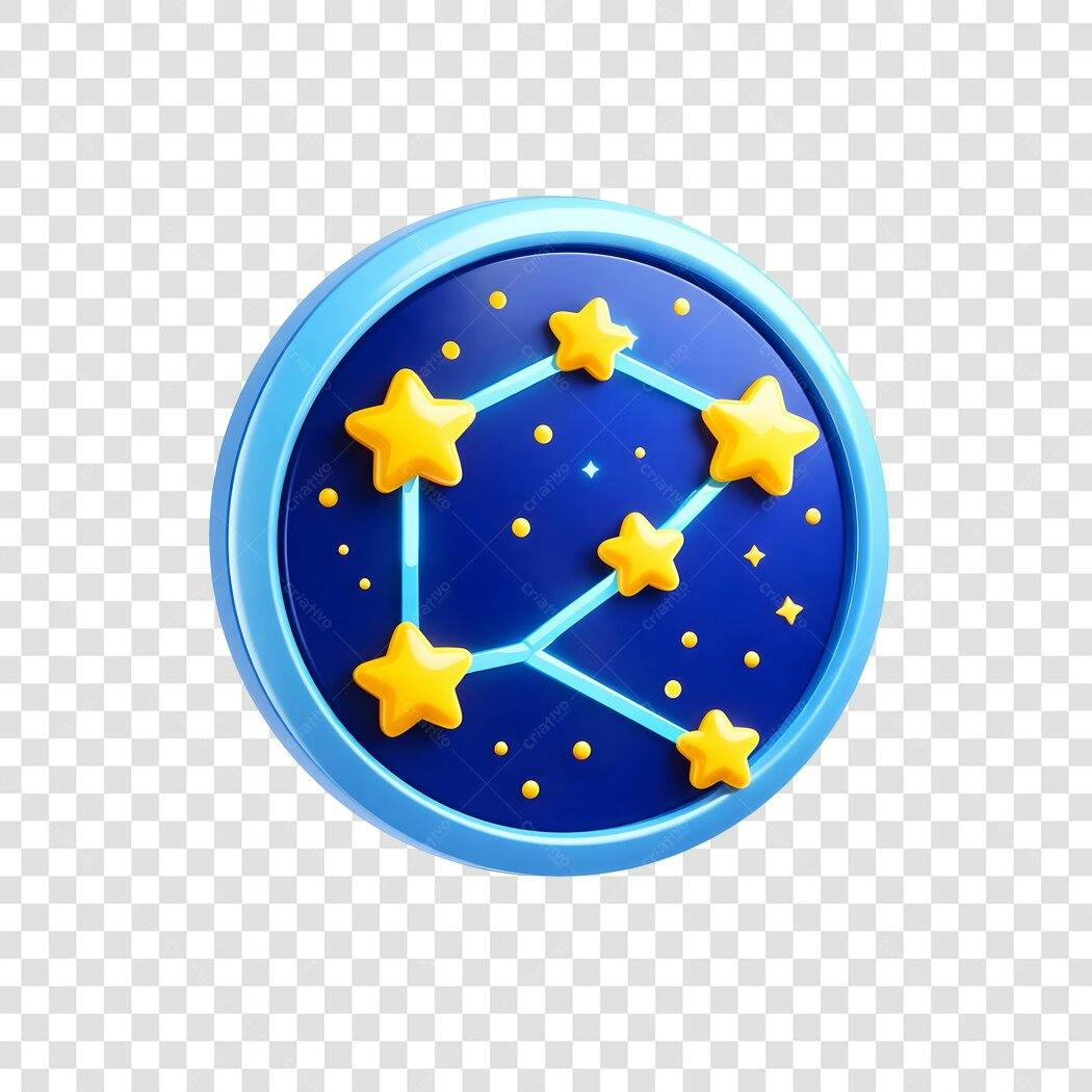 Elemento 3D Constelação Estrelas Douradas PNG Fundo Transparente